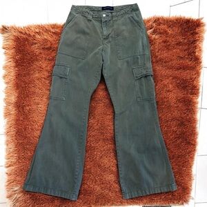 Green Low Rise Flair Cargo Pants